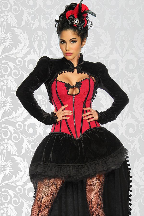 Burlesque-Kostüm schwarz/rot