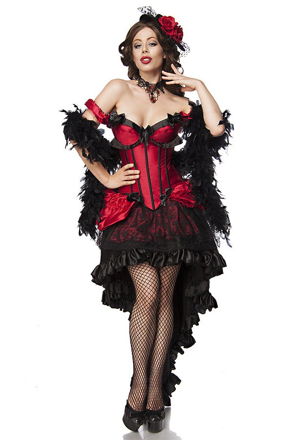 Burlesque Saloon Girl schwarz/rot