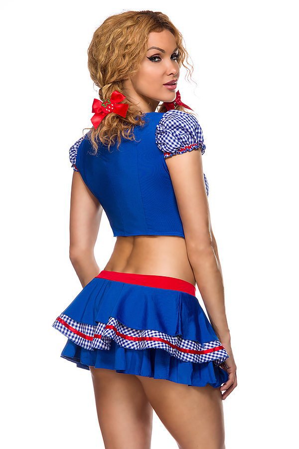 Country Girl-Kostüm blau/rot/weiß
