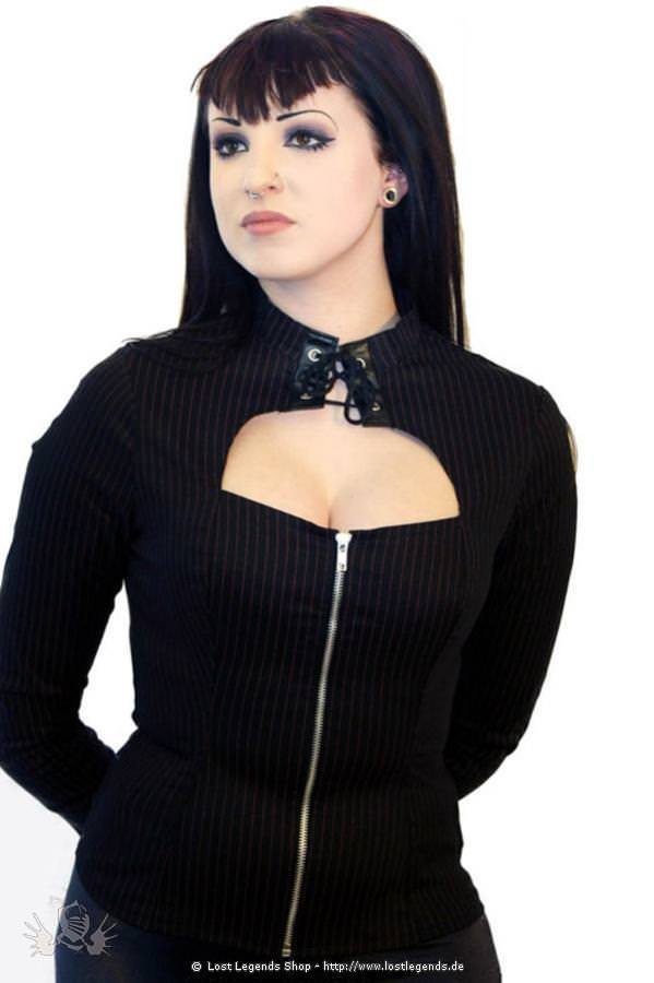 Debbie Pinstripe Gothic Long Sleeve Top