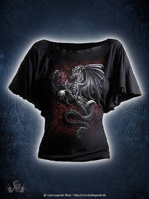 Dragon Rose Girlie Latin Shirt schwarz SPIRAL