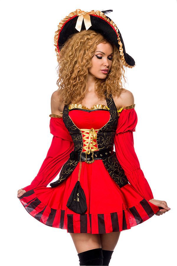 edles Piraten Kostüm rot/schwarz