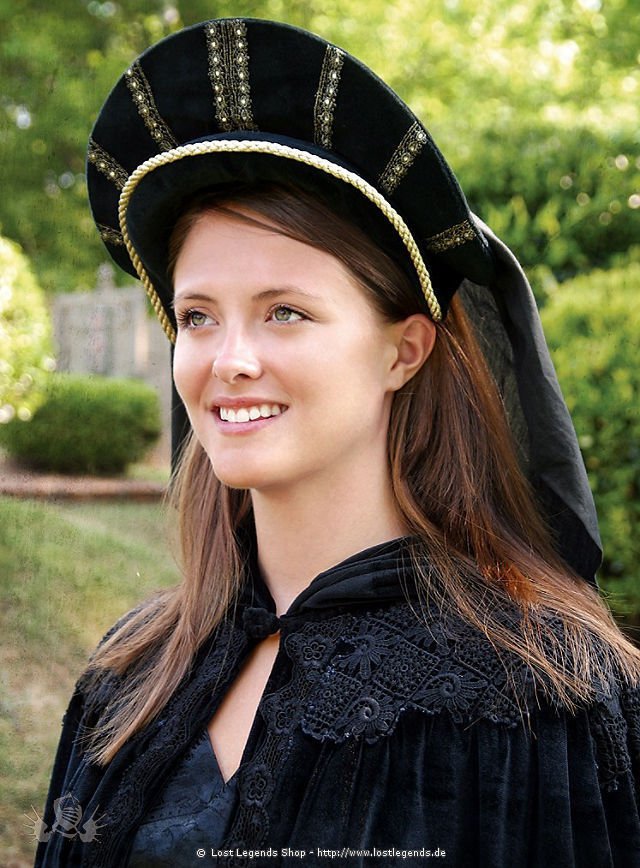 Französische Haube schwarz Mittelalter Kopfbedeckung