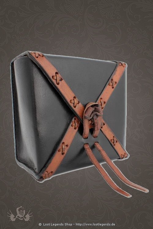 Gürteltasche Square Leather Bag schwarz mit braun