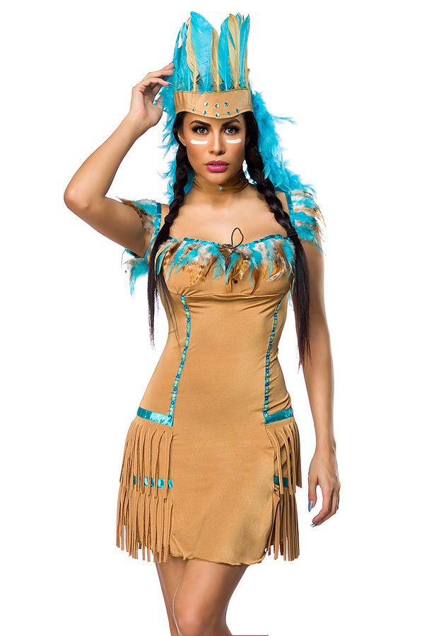 Indianer Kostüm beige/blau