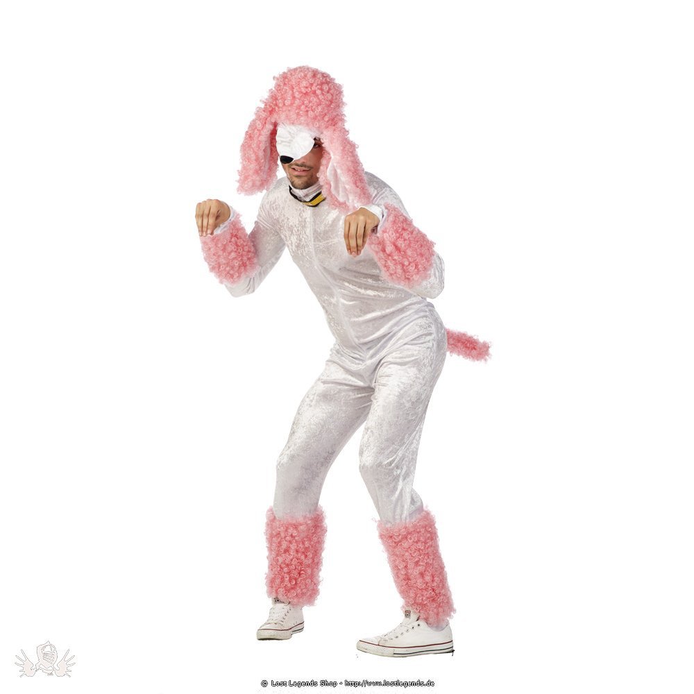 Karnevalskostüm rosa Pudel mit Mütze und Stulpen