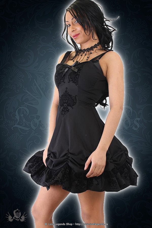 Kiara gothic black flock satin dress 