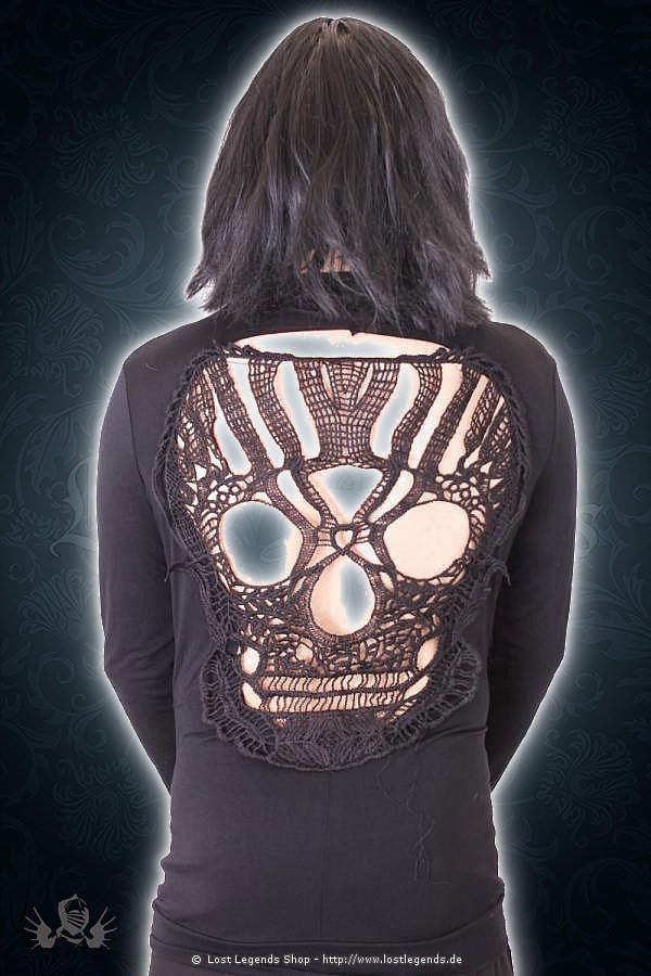 Long sleeved cut out skull back top 