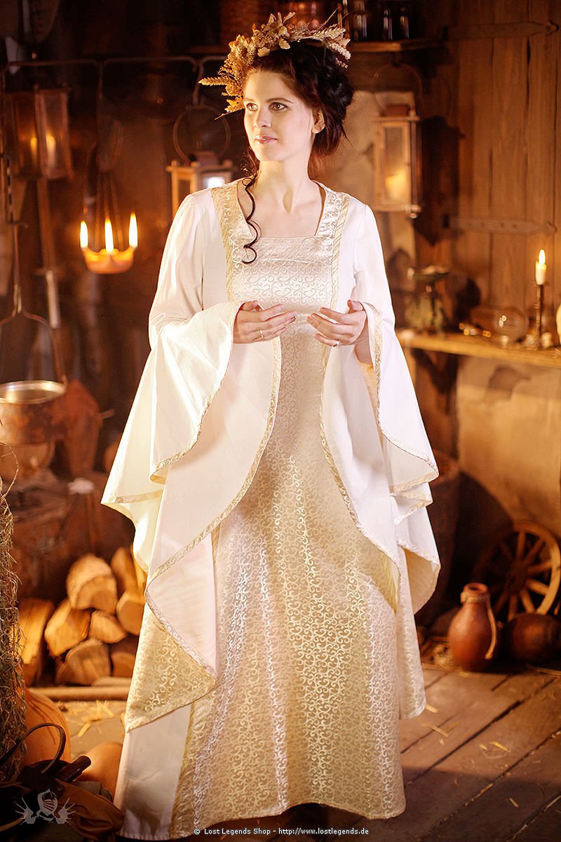Mittelalter Hochzeitskleid Baumwolle, Elbenkleid