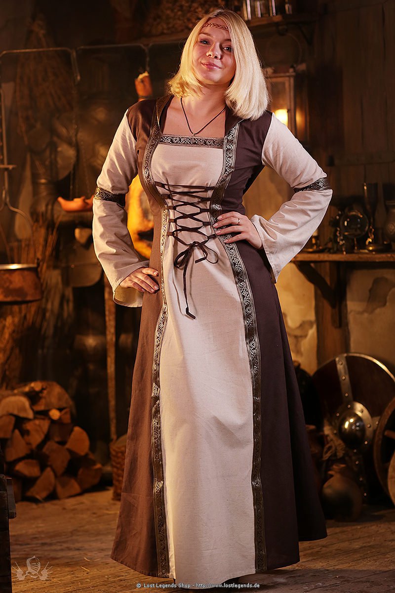 Mittelalter Kleid mit Bordüren