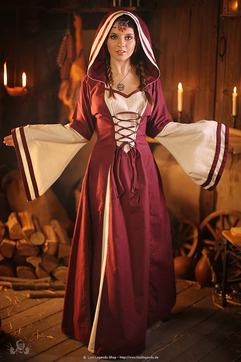 Mittelalter Kleid mit Trompetenärmel