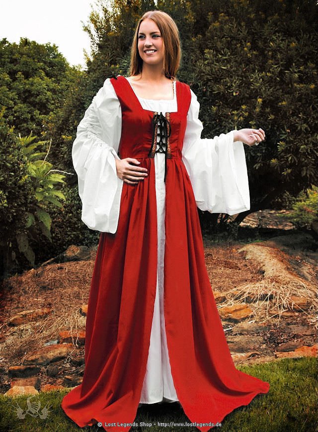 Mittelalter Überkleid mit Schnürmieder, rot