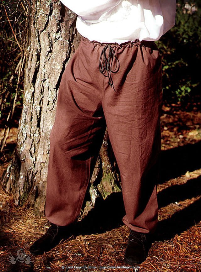 Mittelalterliche Männerhose mit Kordel, braun