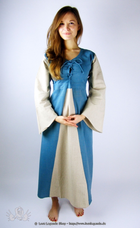 Medieval Cotton Dress with trumpet sleeves