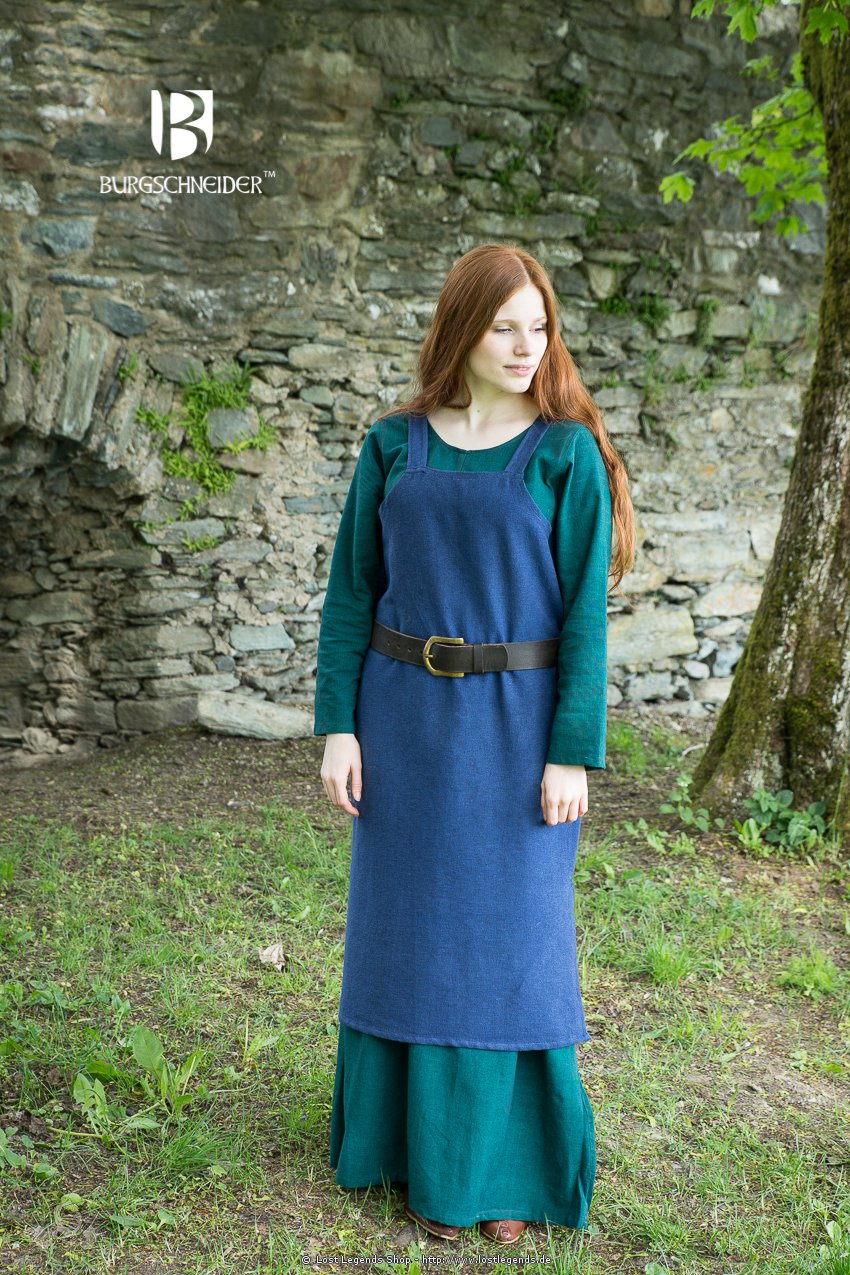 Mittelalterliches Träger-Überkleid Frieda, blau