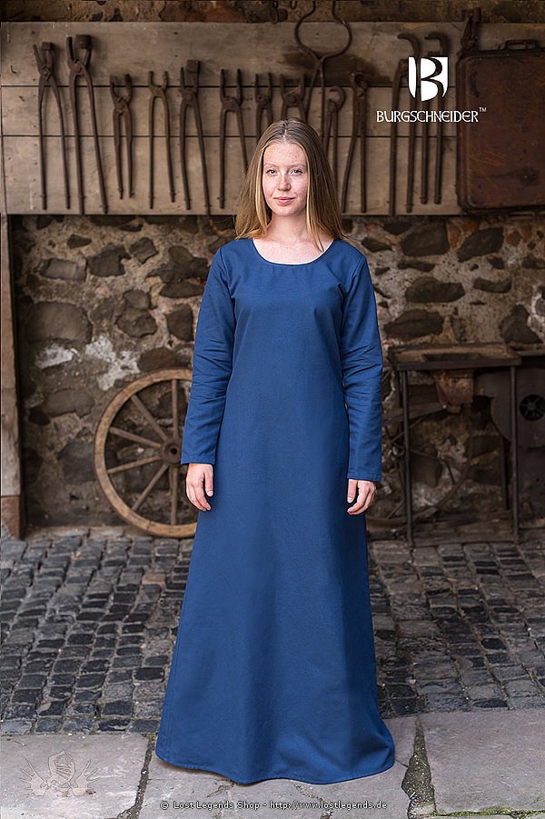 Mittelalterliches Unterkleid Freya, waidblau