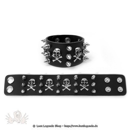 Mode Wichtig Leder-Armband Skull Metall Pirat 