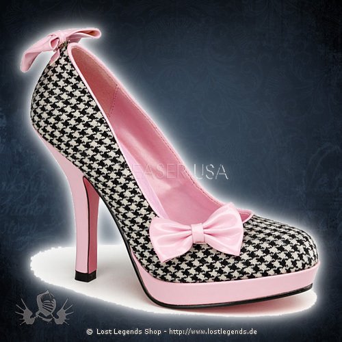 Pinup couture SECRET-12 Houndstooth-Baby Pink