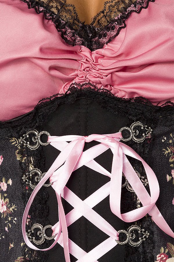 Premium Bluse schwarz/rosa