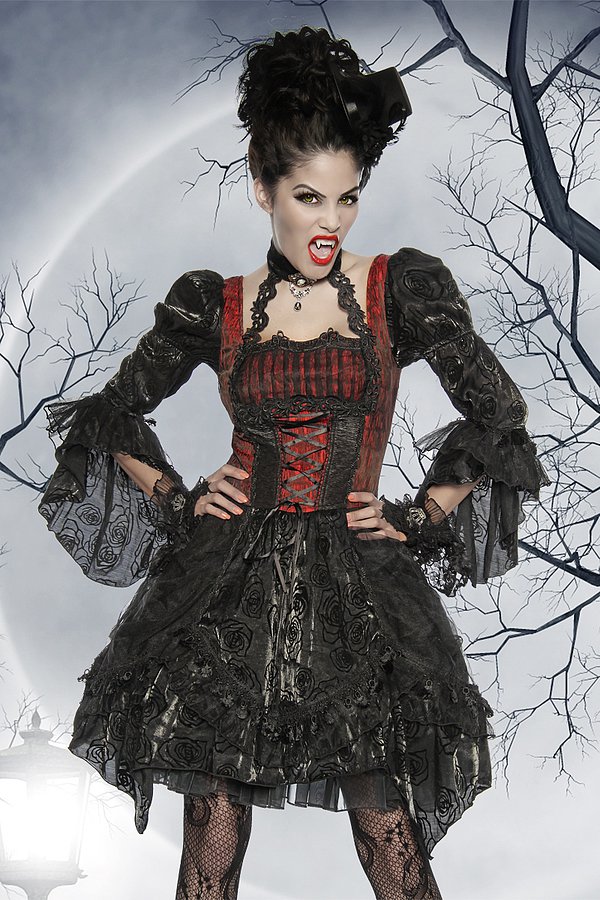 Premium-Vampirkostüm schwarz/rot