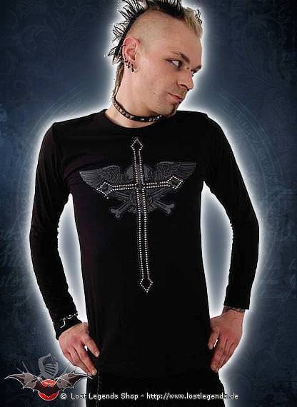 Shirt mit Kreuz und Skull mit Wings vorn 