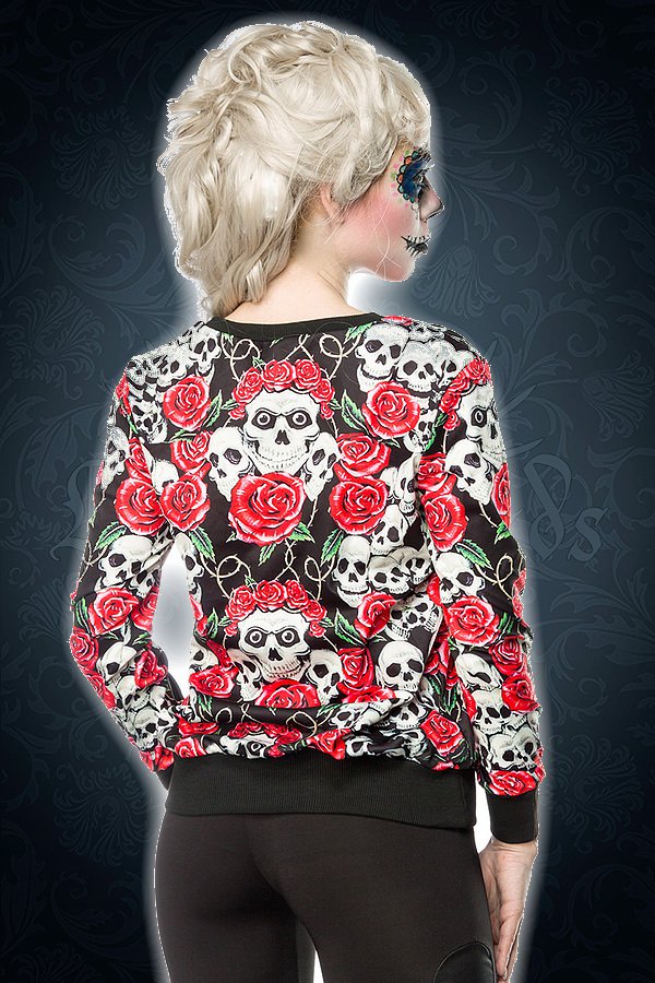 Skulls and Roses Sweatshirt rot/schwarz/weiß