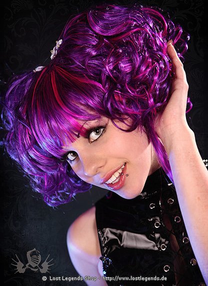 Vibrant Purple Curly Wig Perücke, Kunsthaar
