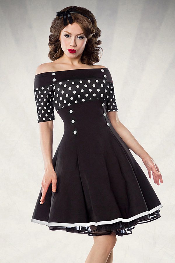 Vintage-Kleid schwarz/weiß/dots