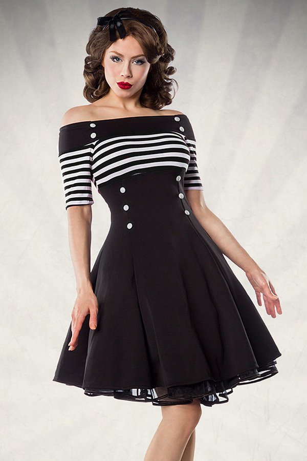 Vintage-Kleid schwarz/weiß/stripe