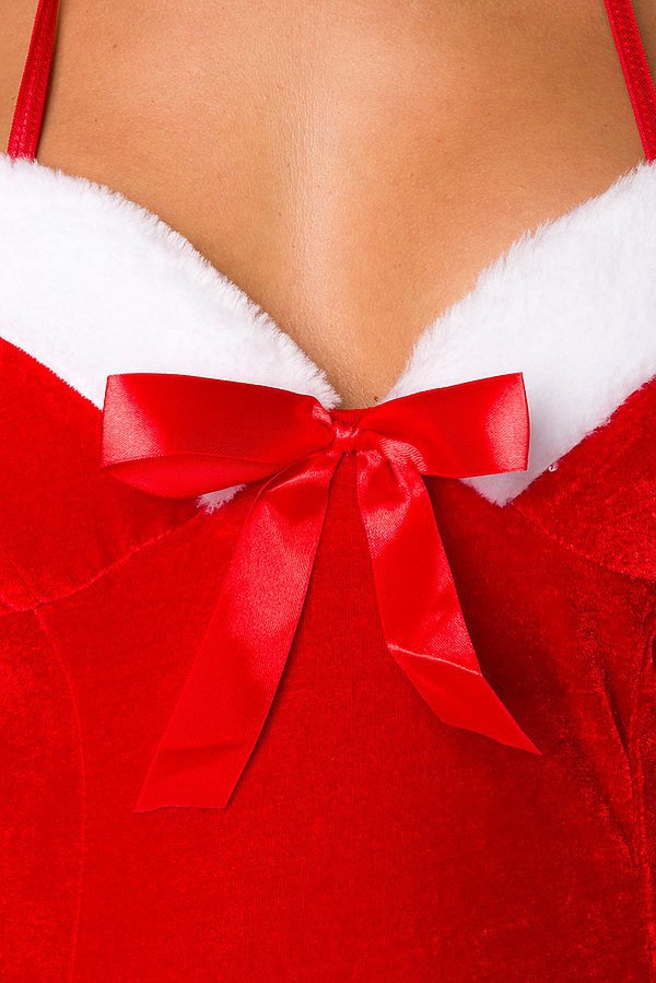 Weihnachts-Kleid mit Mütze rot/weiß