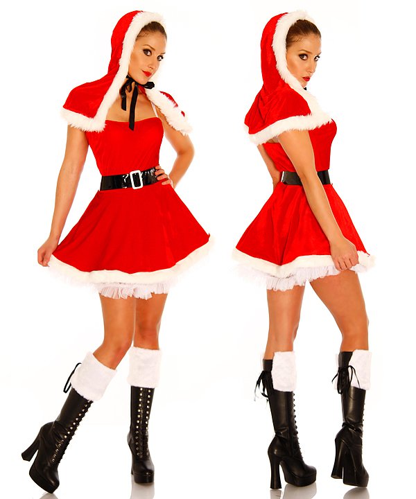 Weihnachtsmann-Petticoat-Kostüm rot/weiß