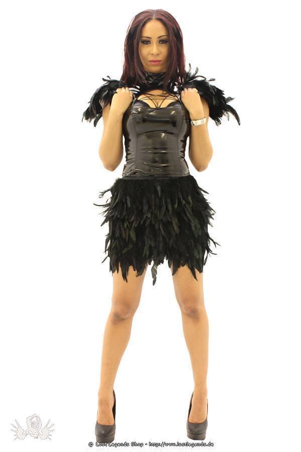 Whitby gloss and feather front mini Gothic Skirt
