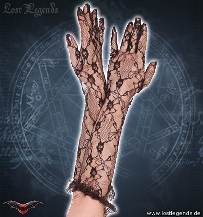 Victorian long Gloves schwarz Handschuhe Spitze