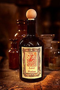 Alchemisten Flasche Love Potion mit Herzen