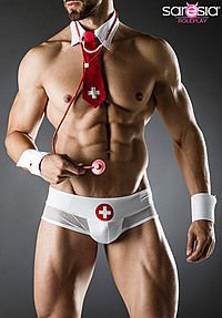 Arzt Kost�m wei�/rot