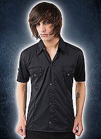 Black Pistol Cuff Shirt Fine Denim Black