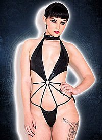  Buckle Babe Playsuit With  Collar Wetlook