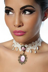 Burlesque-Collier wei�/rosa