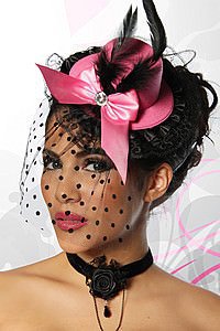 Burlesque-Minihut rosa/schwarz