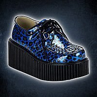 Demonia CREEPER-208 Blau Leopard Glitter Lack