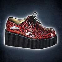 Demonia CREEPER-208 Rot Leopard Glitter Lack