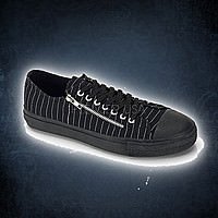 Demonia DEVIANT-06 Schwarz-Weiss Pinstripes