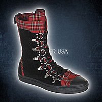 Demonia DEVIANT-205 Rot Plaid-Schwarz