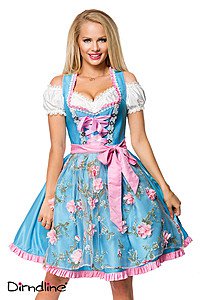 Dirndl mit Blumensch�rze blau/pink