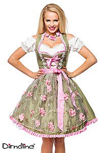 Dirndl mit Blumensch�rze gr�n/pink