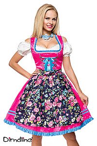 Dirndl mit Blumensch�rze pink/gemustert