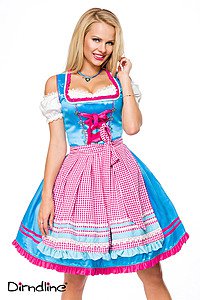 Dirndl mit Karosch�rze blau/pink
