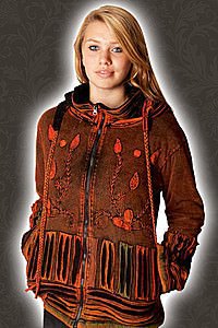 Ethnic Kapuzen-Jacke Baumwolle