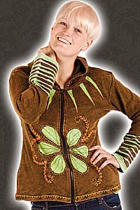 Ethnic Kapuzenjacke Baumwolle Flowerpower