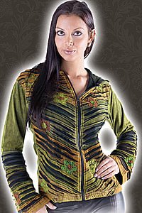 Ethnic Kapuzenjacke Baumwolle
